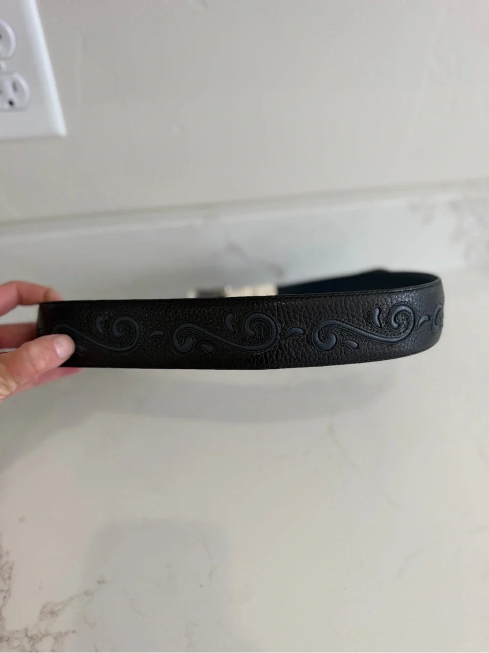 Vintage Brighton Embossed Leather Western Silver Buckle Women’s Belt